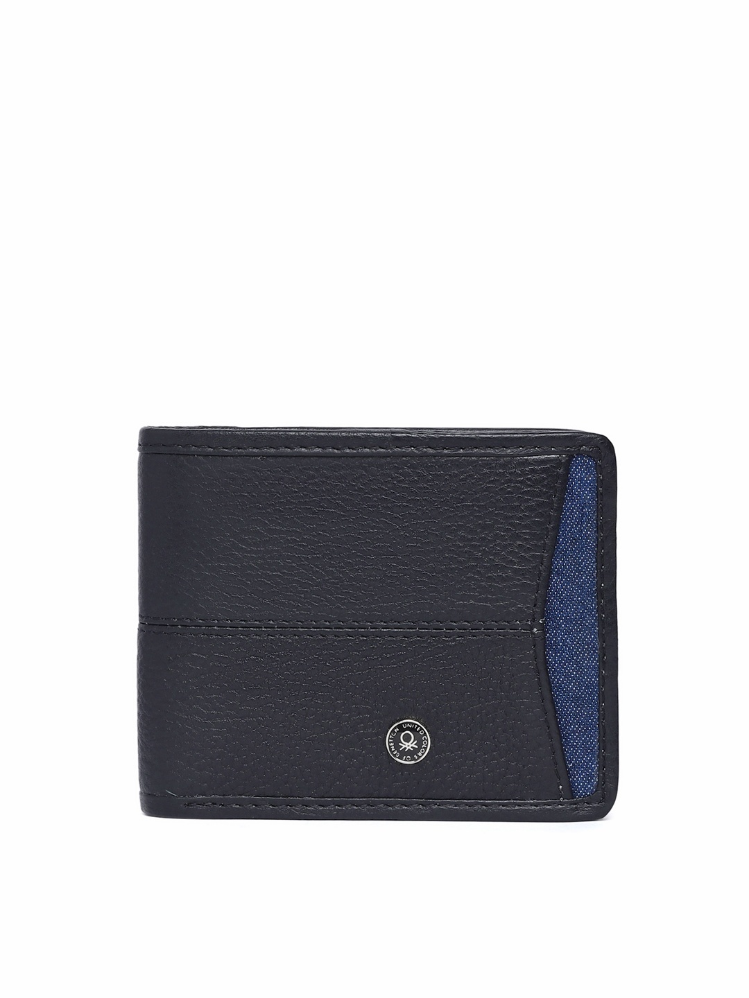 

United Colors of Benetton Men Black Leather Two Fold Wallet