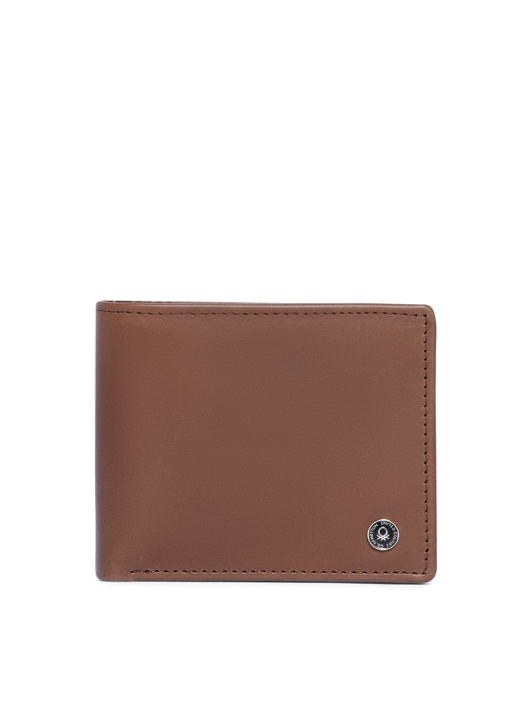 

United Colors of Benetton Men Brown Solid Leather Two Fold Wallet