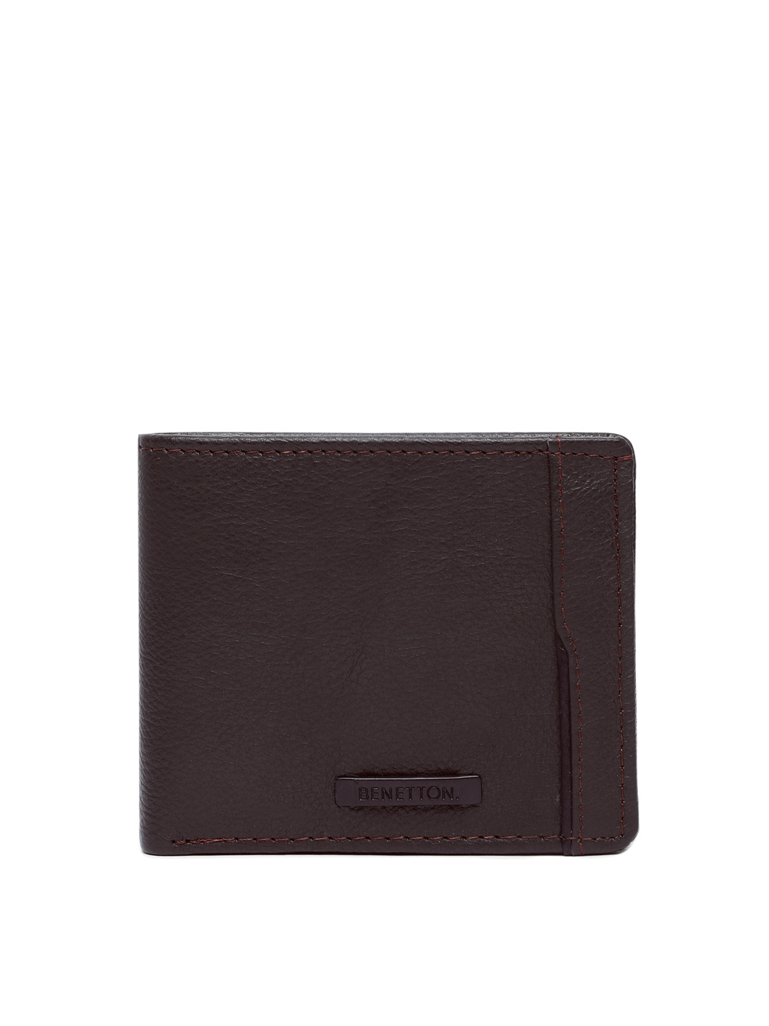 

United Colors of Benetton Men Brown Solid Leather Two Fold Wallet