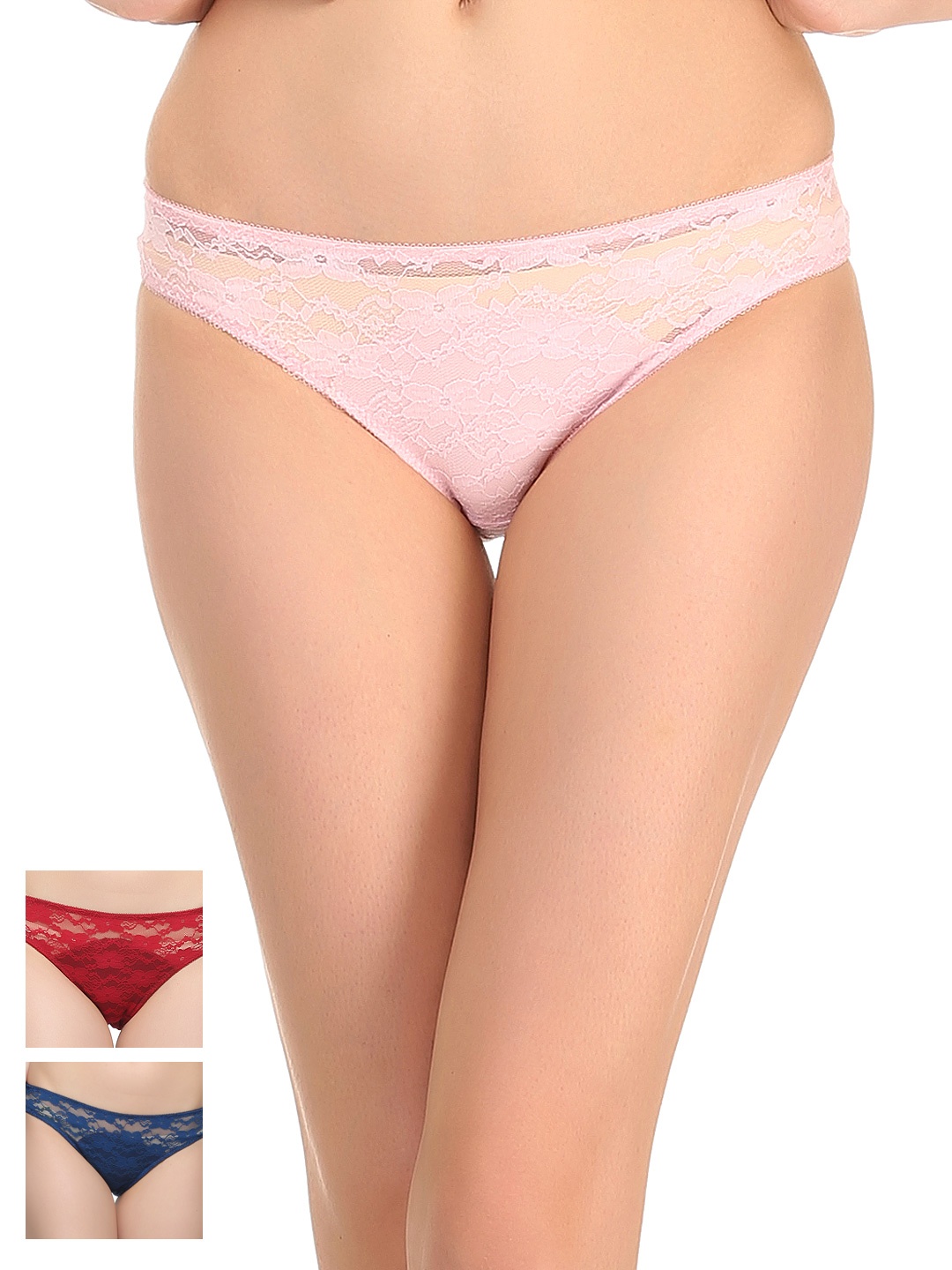 

Clovia Women Pack of 3 Assorted Lace Briefs COMBPN610XL, Multi