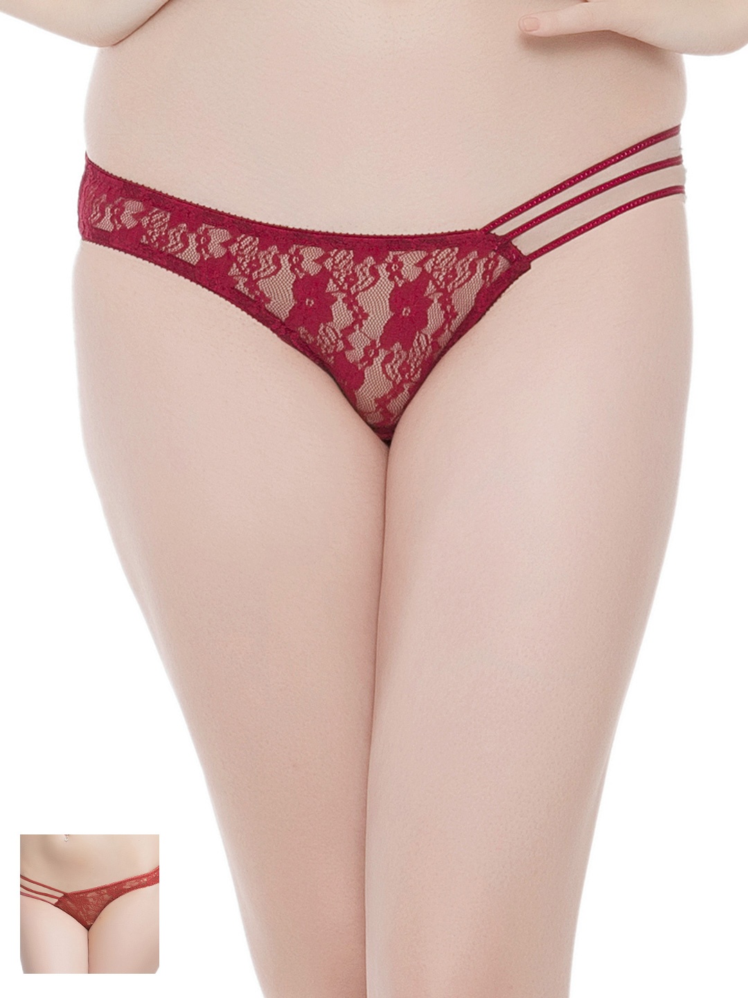 

Clovia Women Pack of 2 Assorted Lace Bikini Briefs 287, Multi