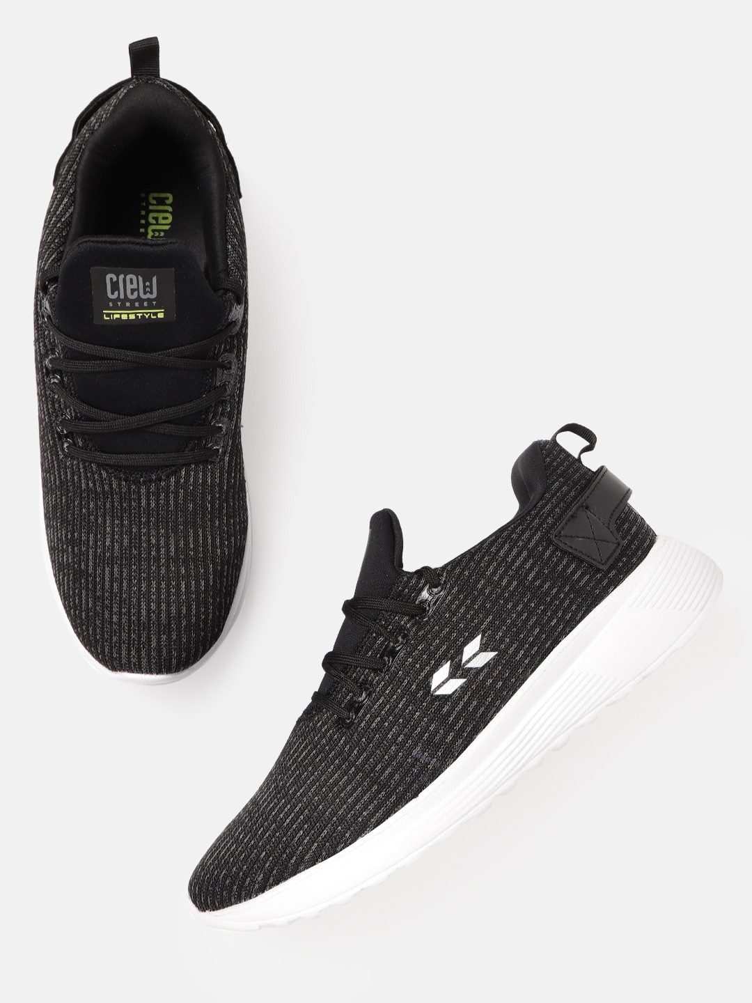 

Crew STREET Men Black & Grey Woven Design Sneakers