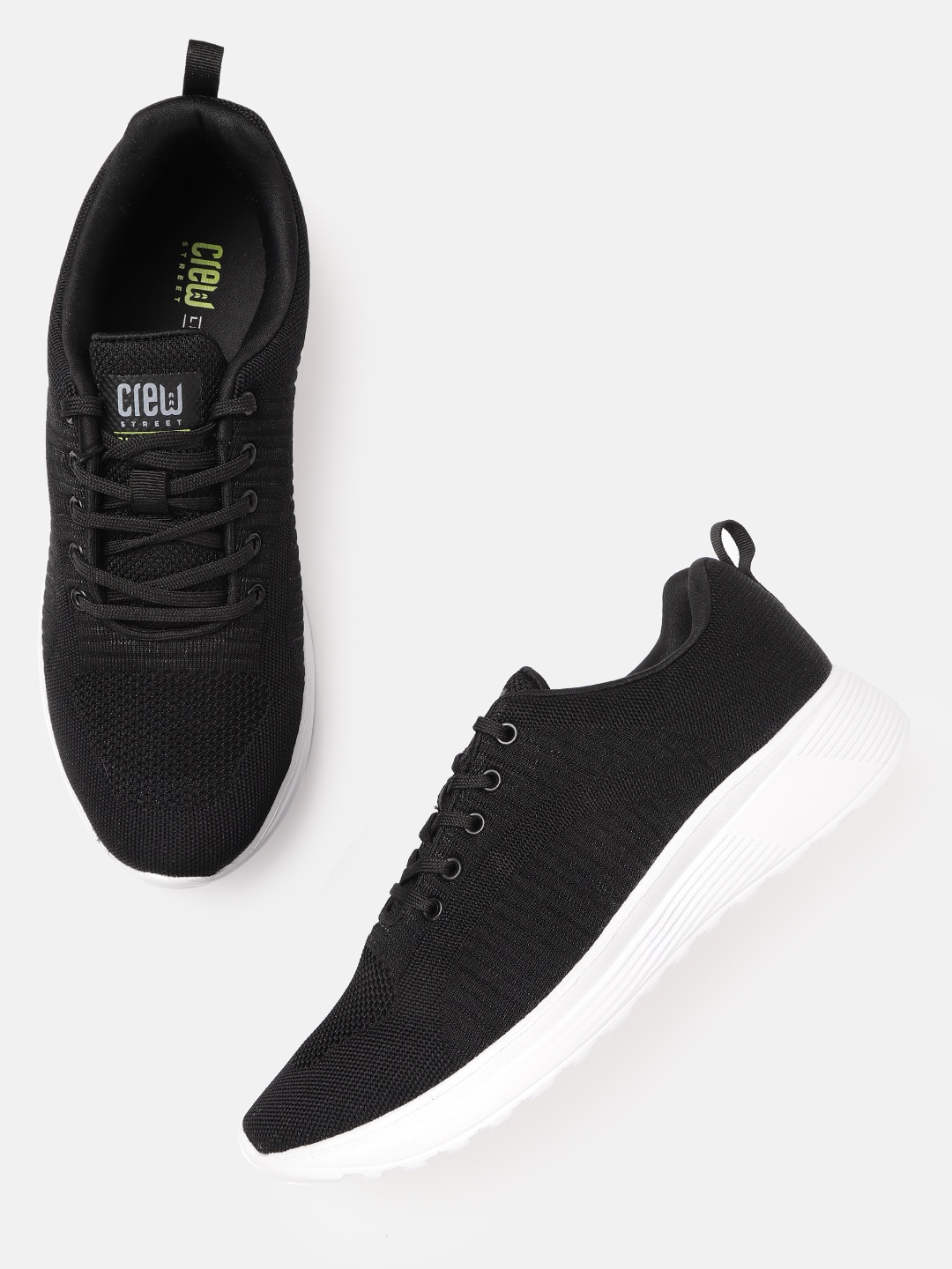 

Crew STREET Men Black Woven Design Sneakers