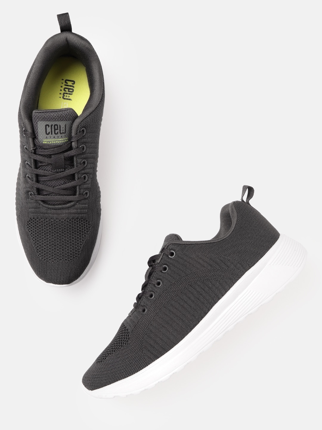 

Crew STREET Men Charcoal Grey Woven Design Sneakers