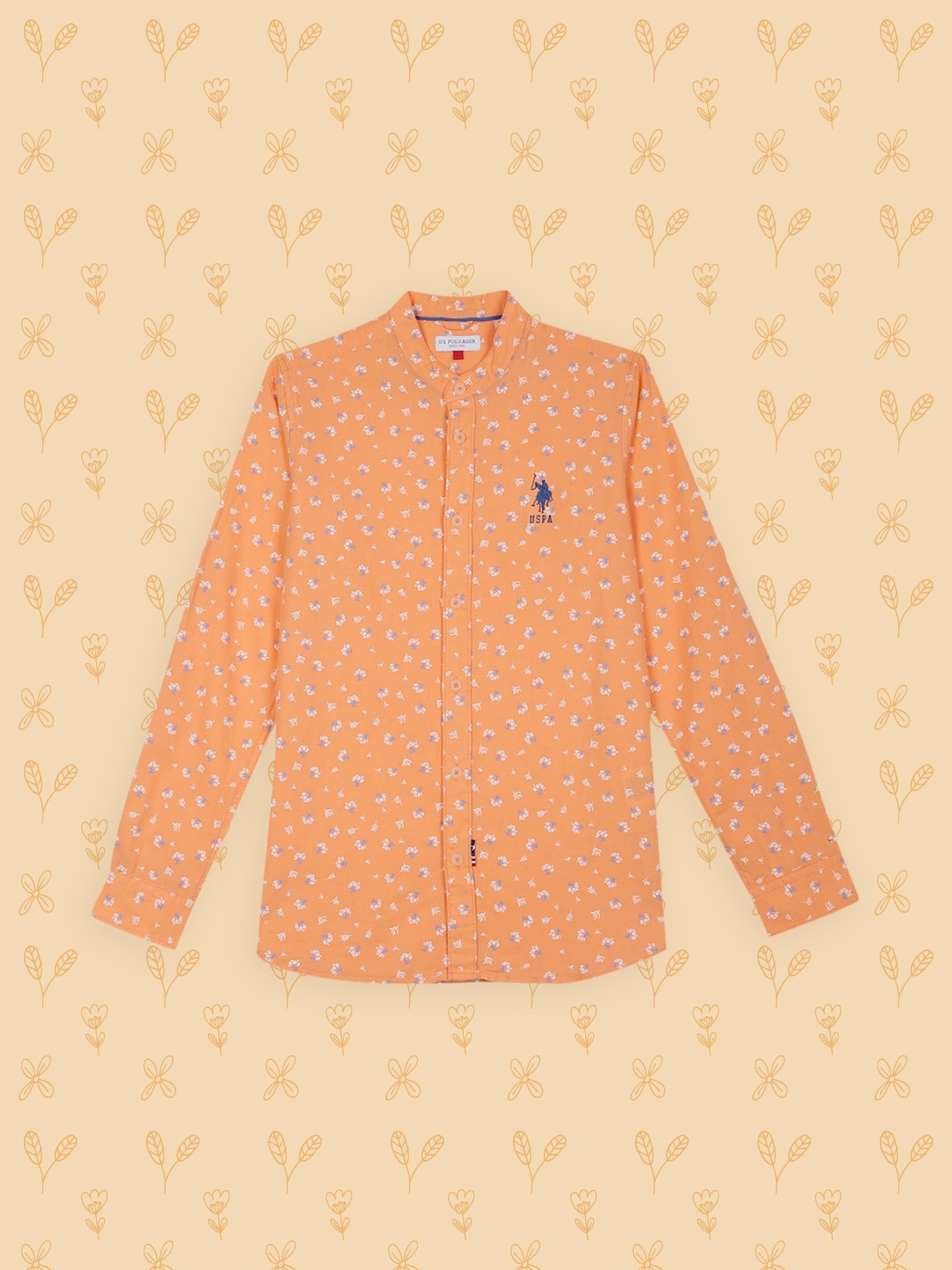 

U.S. Polo Assn. Kids Boys Orange Regular Fit Printed Casual Shirt