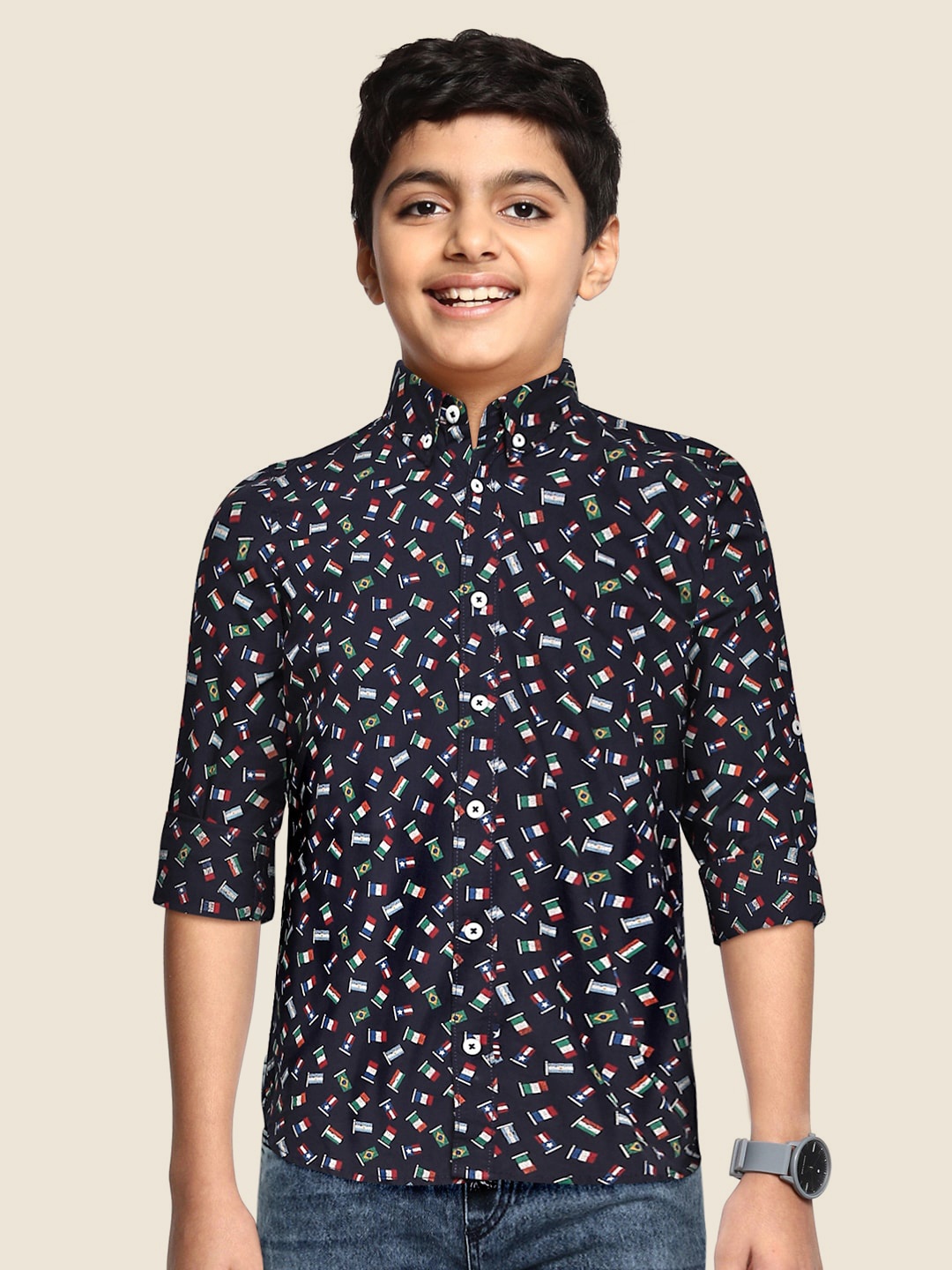 

U.S. Polo Assn. Kids Boys Blue Regular Fit Printed Casual Shirt