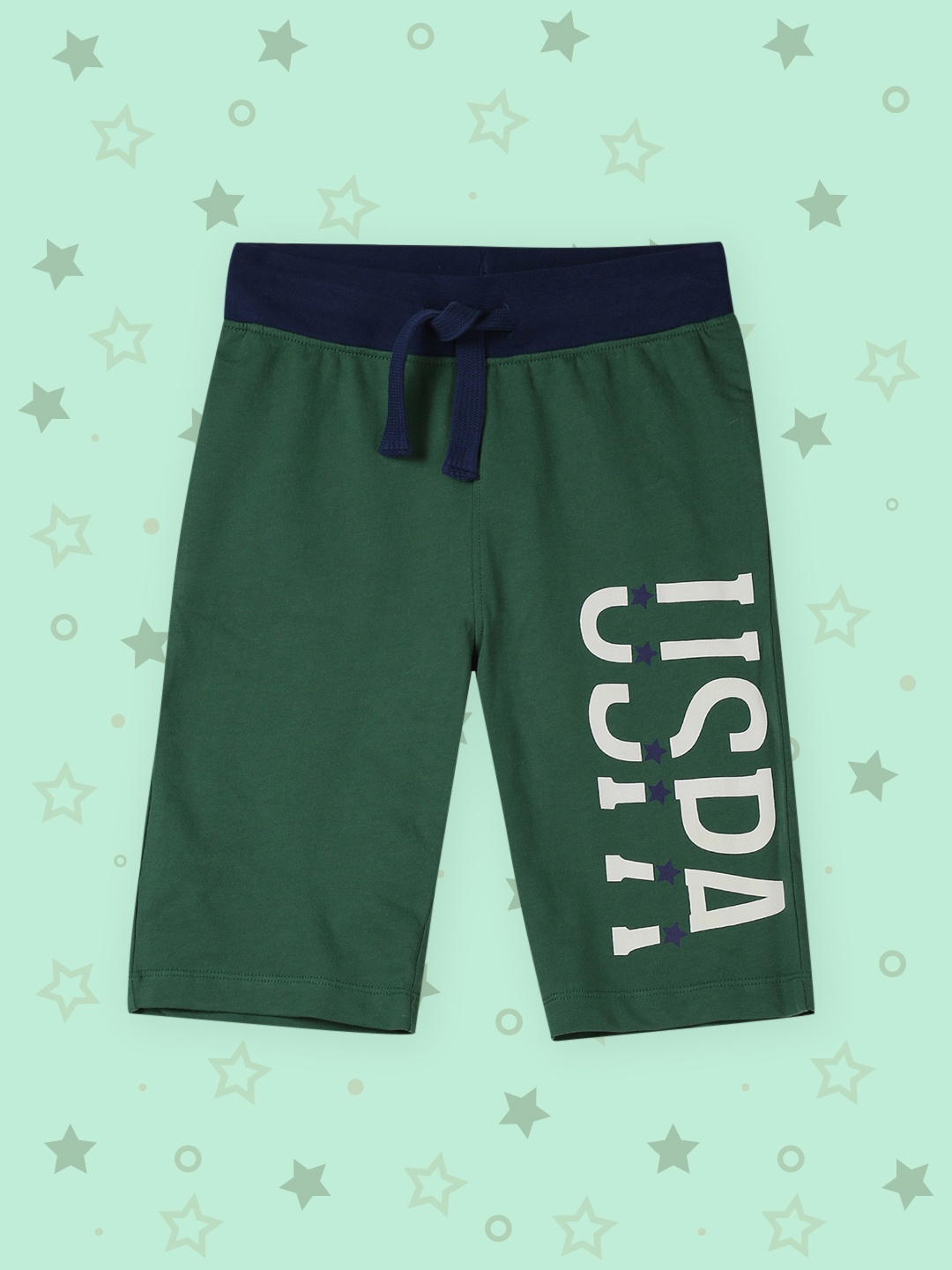 

U.S. Polo Assn. Kids Boys Green Solid Regular Fit Regular Shorts