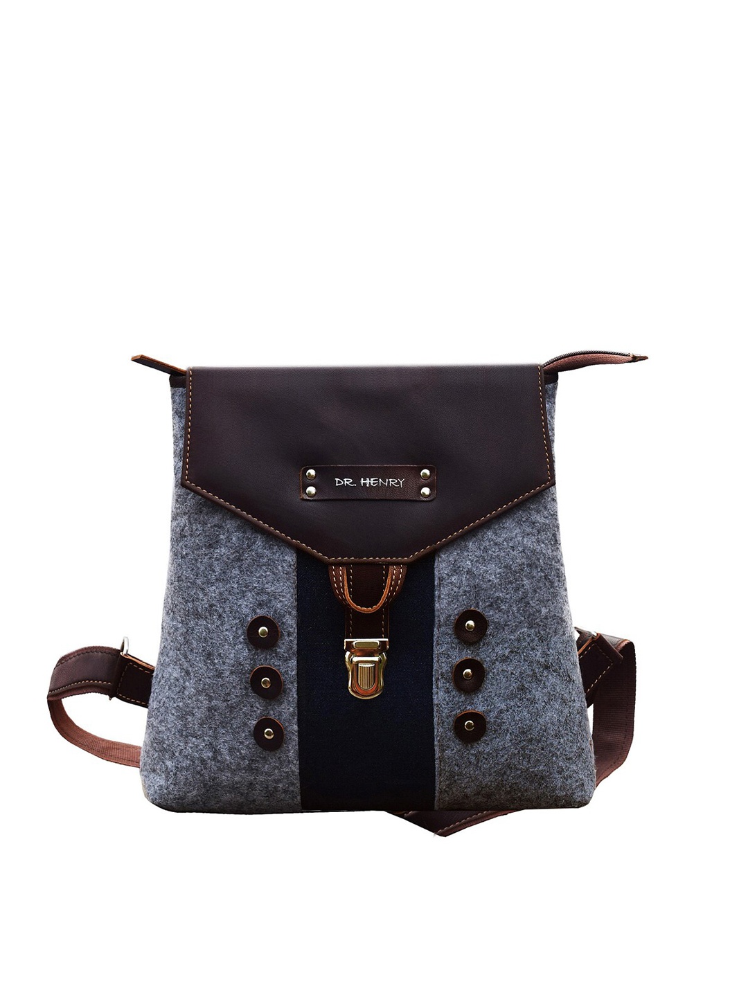 

DR. HENRY Unisex Blue & Brown Colourblocked Messenger Bag