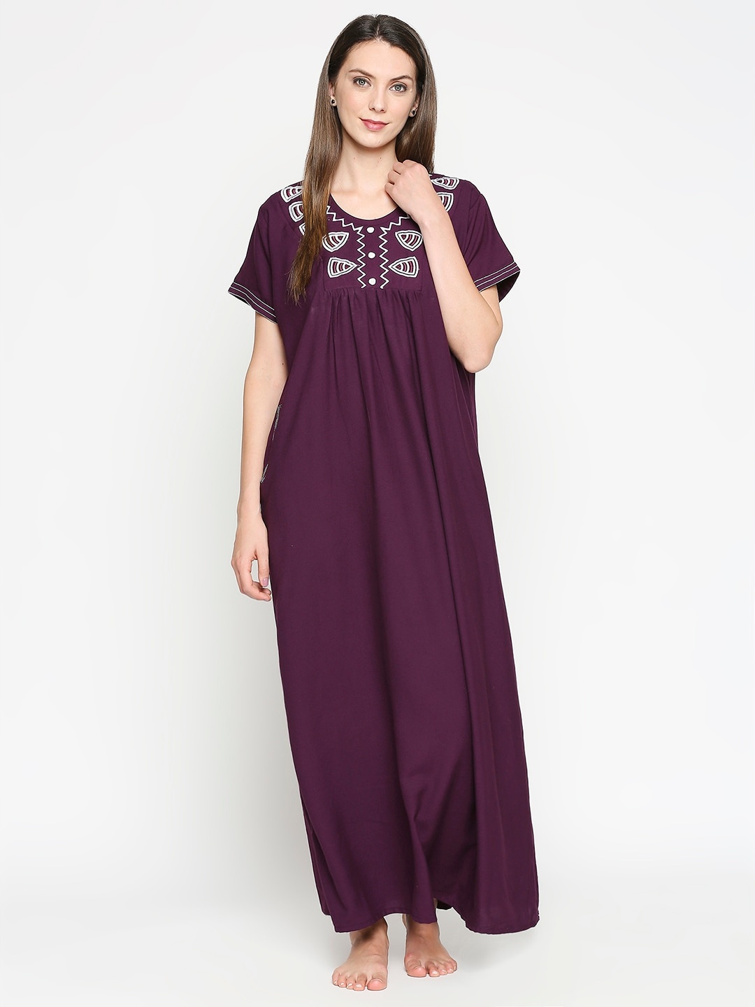 

Pretty Awesome Purple Embroidered Nightdress