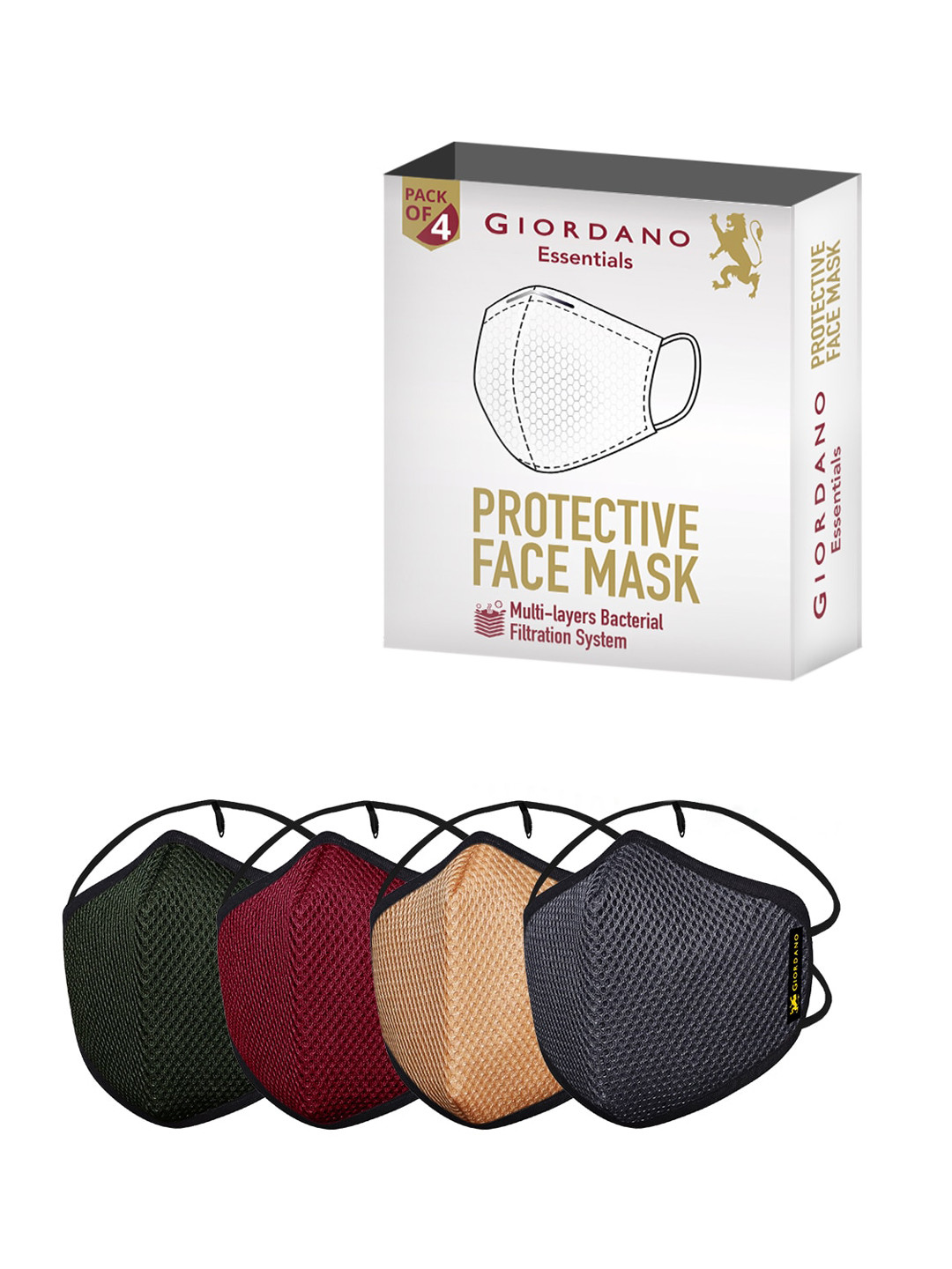 

GIORDANO Pack Of 4 6-Ply Reusable Anti-Pollution Protective Outdoor Mesh Face Masks, Multi