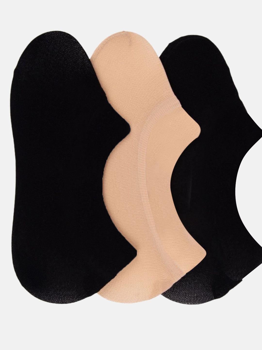 

N2S NEXT2SKIN Women Pack Of 3 Solid Shoe Liners, Black