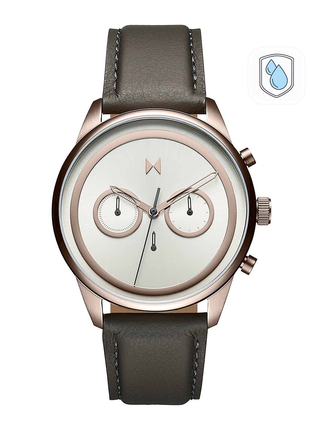 

MVMT Men Beige Dial & Gunmetal Toned Leather Strap Analogue Watch 28000126