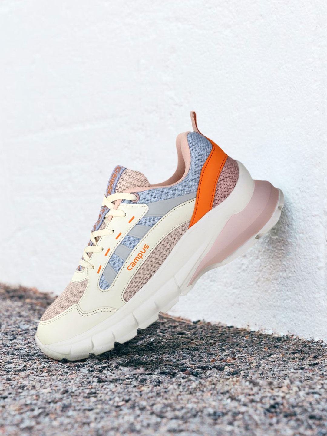 

Campus Women Off-White Mesh Running Shoes