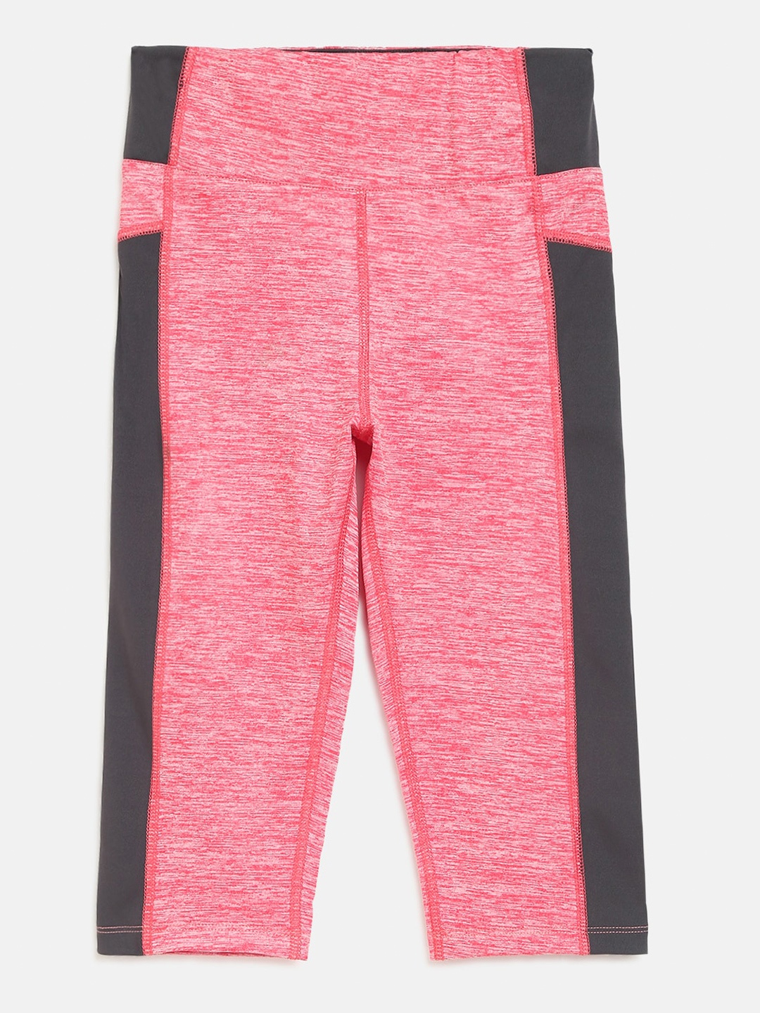 

CHIMPRALA Girls Red & Grey Striped Regular Fit Capris