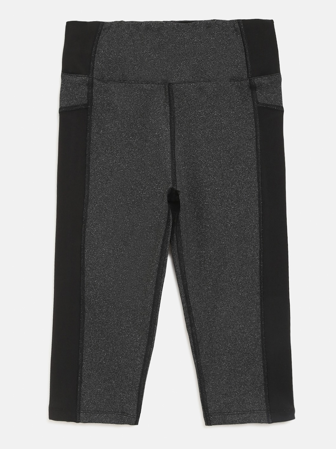 

CHIMPRALA Girls Black & Charcoal Solid Regular Fit Capris