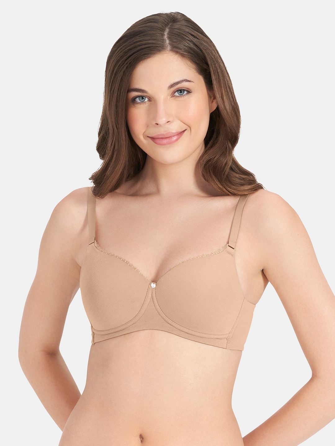 

Amante Solid Padded Wirefree Essential T-Shirt Bra - BRA75501, Nude