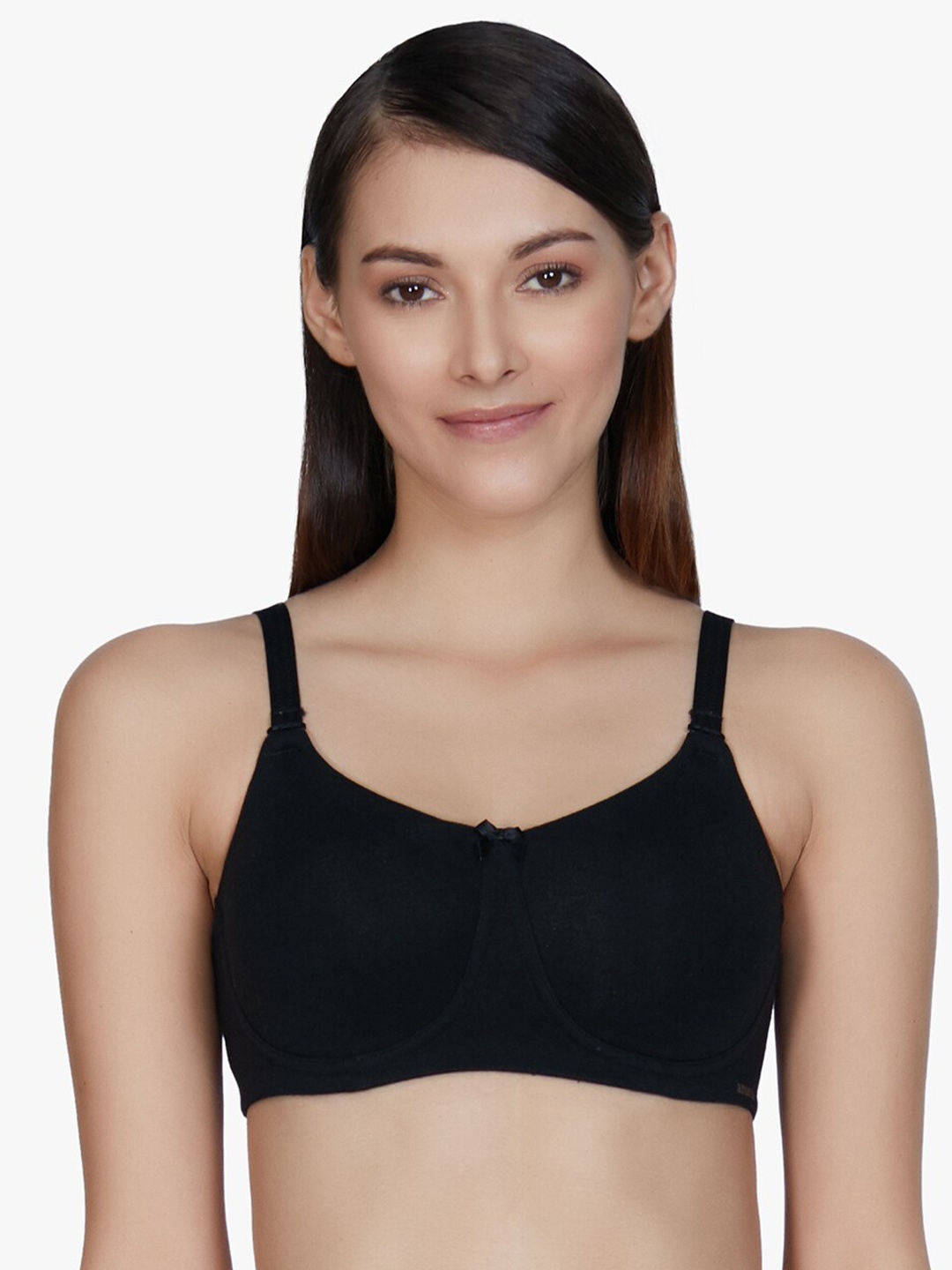 

Amante Solid Non Padded Wirefree Essential Comfort T-Shirt Bra - BRA75301, Black