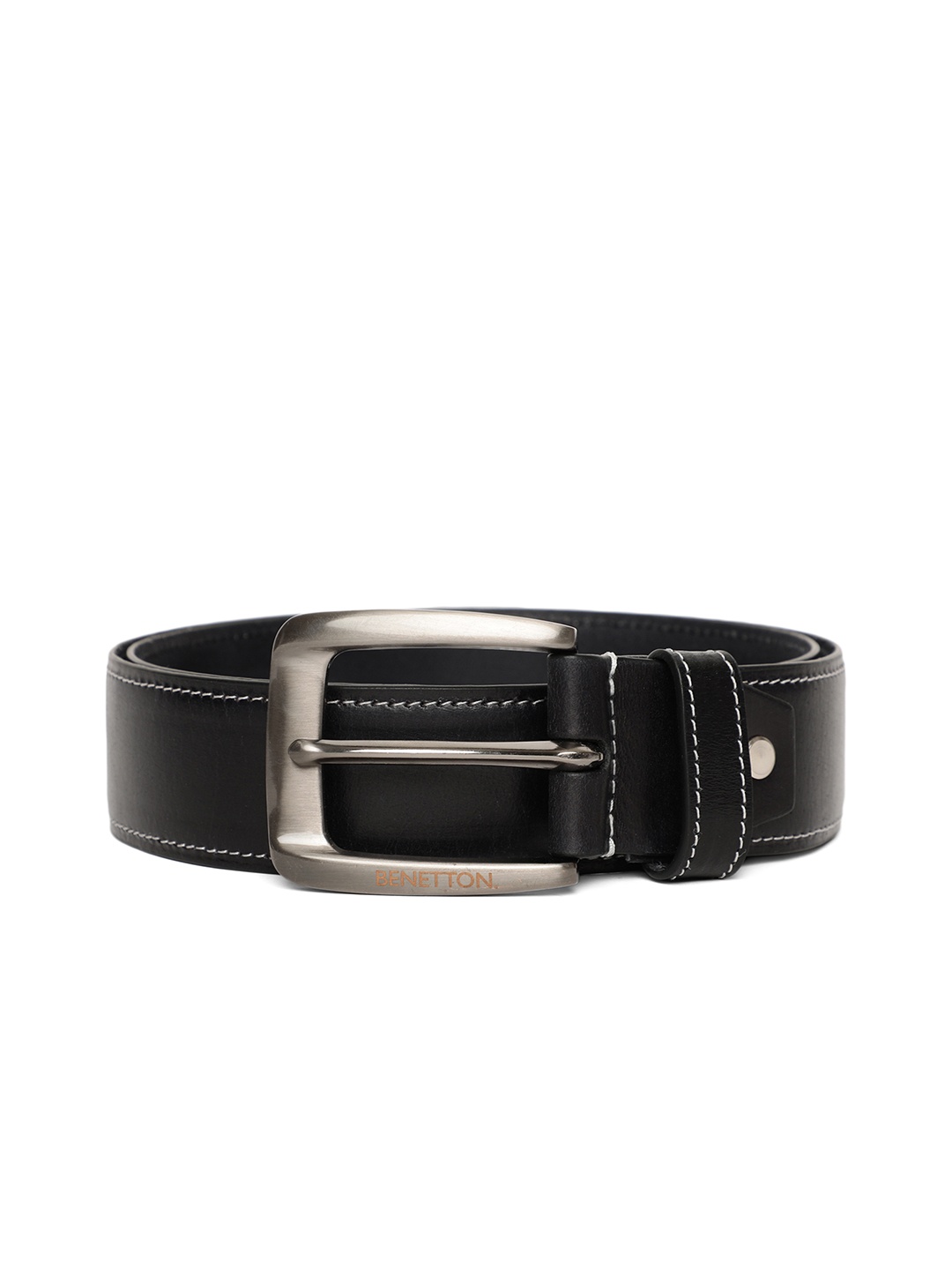 

United Colors of Benetton Men Black Leather Belt