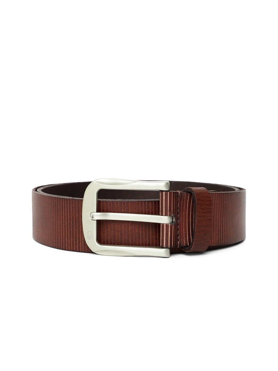 

United Colors of Benetton Men Coffee Brown Striped Leather Belt