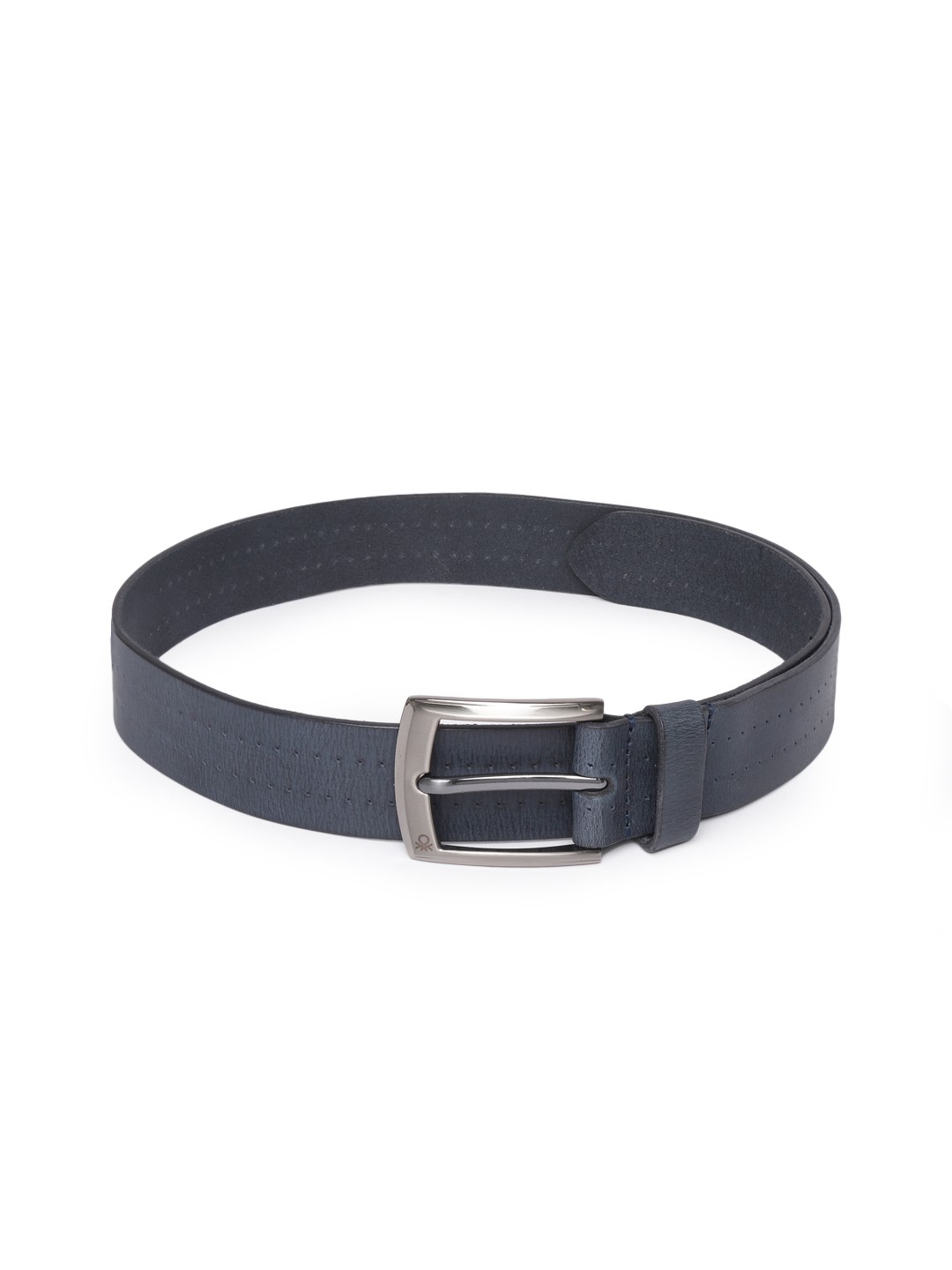 

United Colors of Benetton Men Navy Blue Perforated Leather Belt