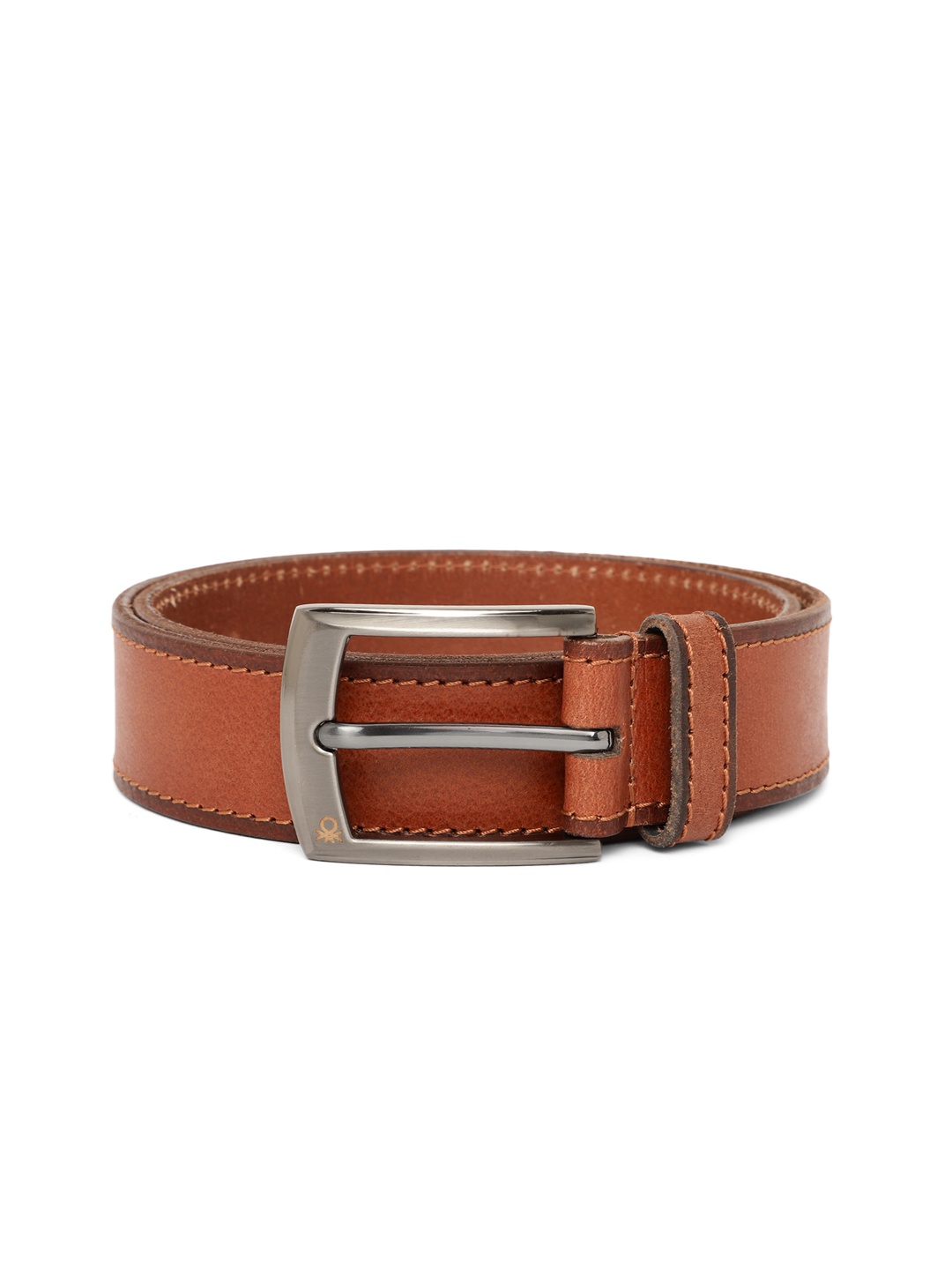 

United Colors of Benetton Men Tan Brown Textured Leather Belt