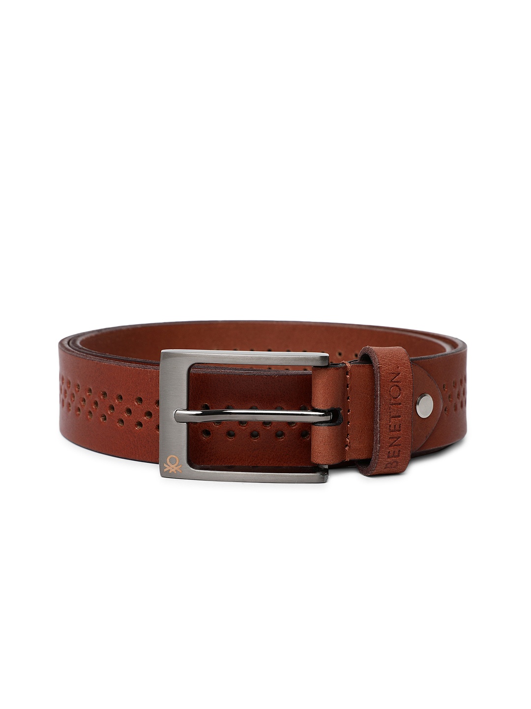 

United Colors of Benetton Men Brown Textured Leather Belt