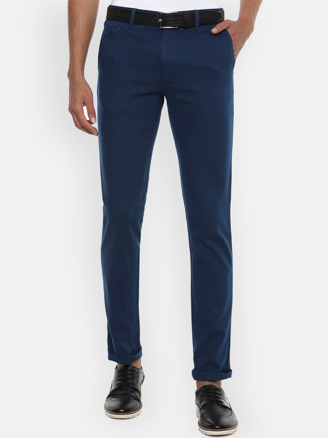 

V Dot Men Navy Blue Slim Fit Solid Chinos