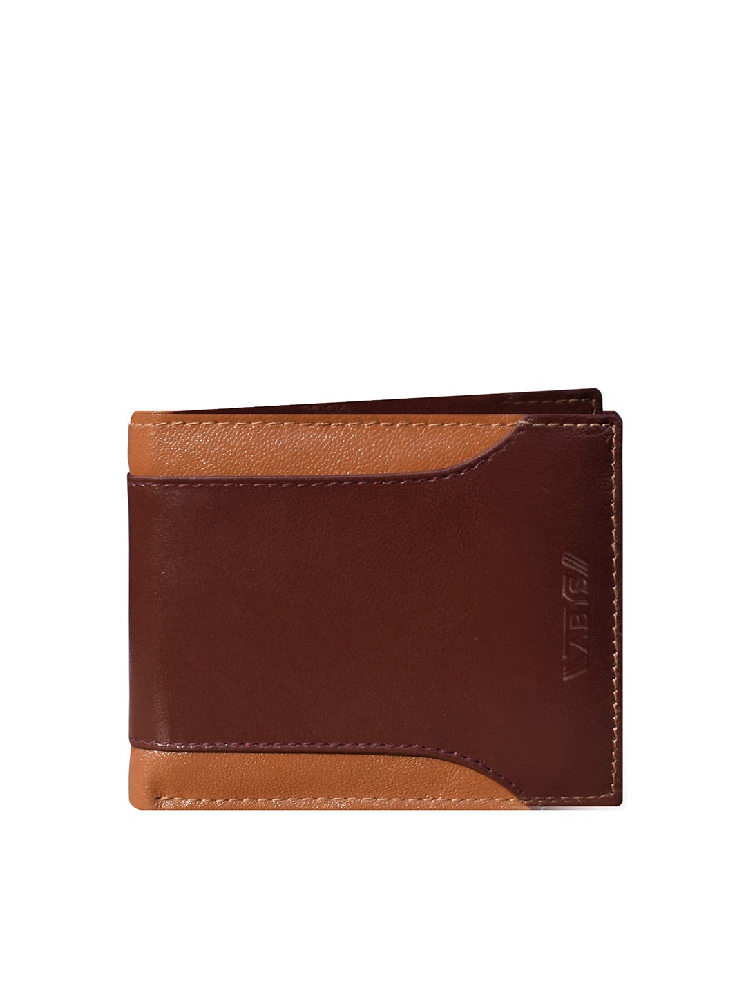 

ABYS Men Tan Brown Textured Leather Two Fold Wallet