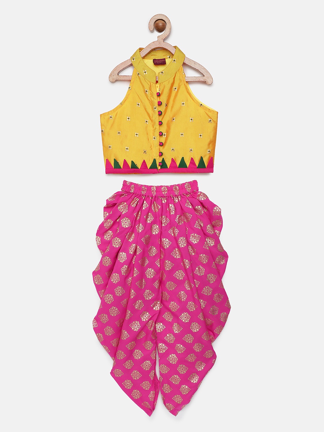 

Twisha Girls Yellow & Pink Top with Dhoti Pants