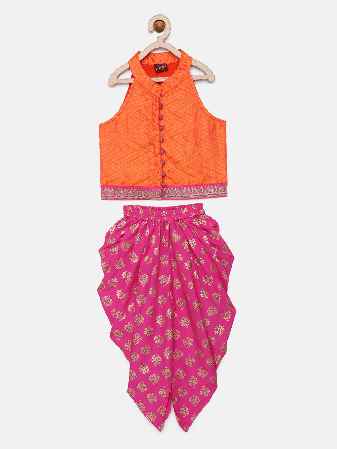 

Twisha Girls Orange & Pink Top with Dhoti Pants