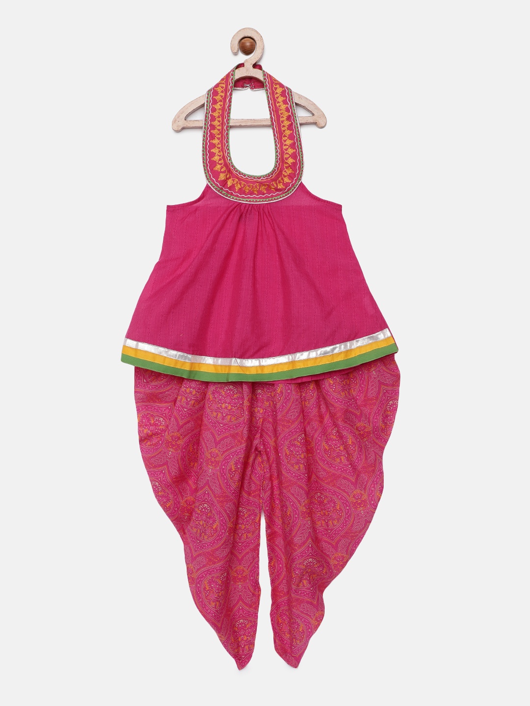 

Twisha Girls Pink Printed Top with Dhoti Pants