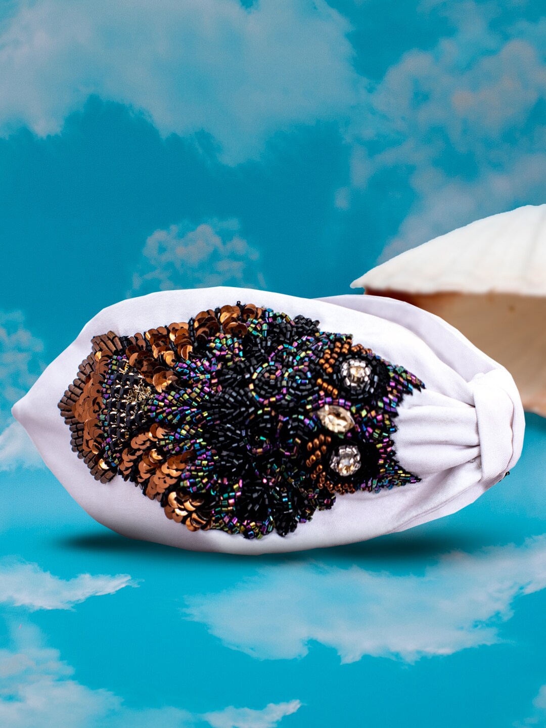 

Hair Drama Company White Owl Embellished Knotted Headband