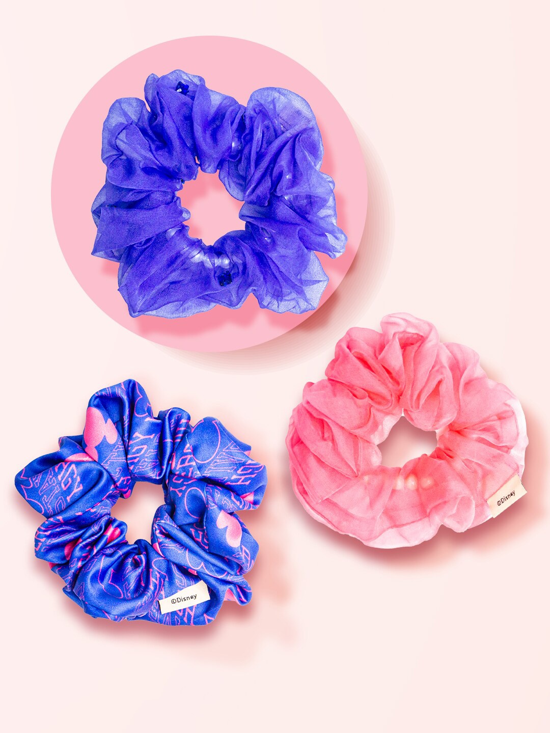 

HAIR DRAMA CO. Set Of 3 Disney Mickey Vibes Scrunchies, Blue