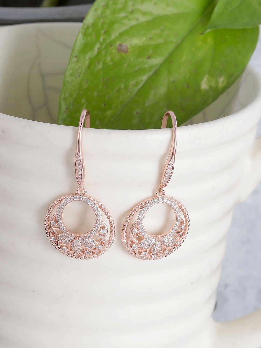 

GIVA 925 Silver Rose Gold Crescent Affair Earrings