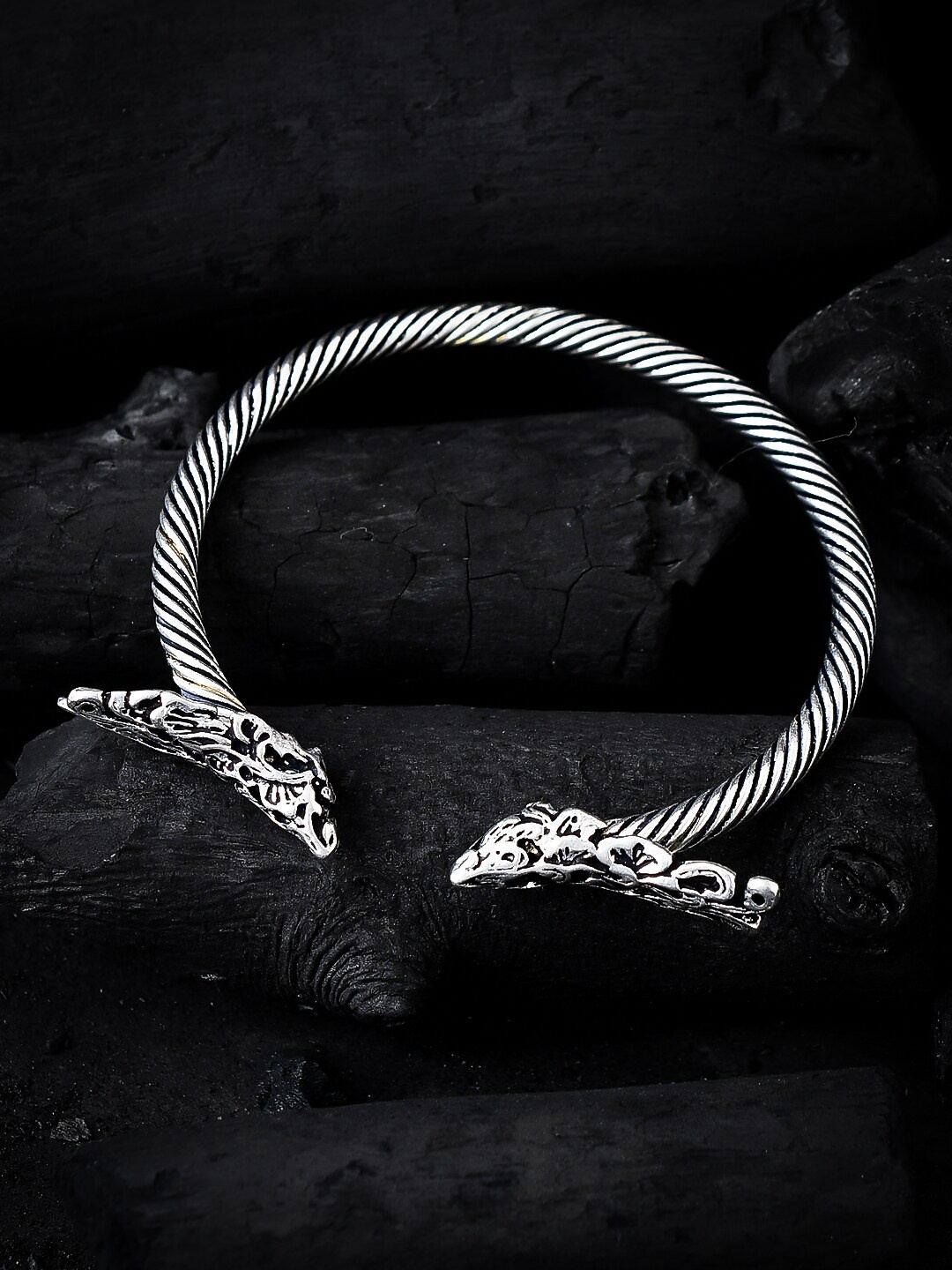 

Silvermerc Designs Silver-Plated Oxidised Kada Bracelet