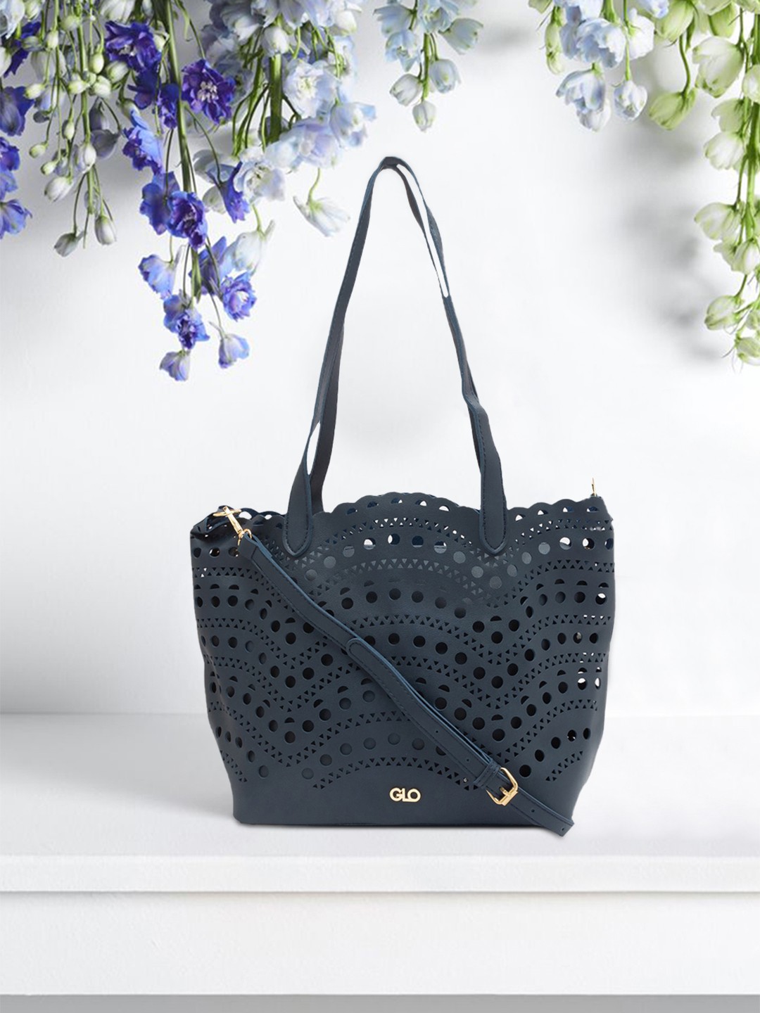 

Globus Navy Blue Self Design Tote Bag
