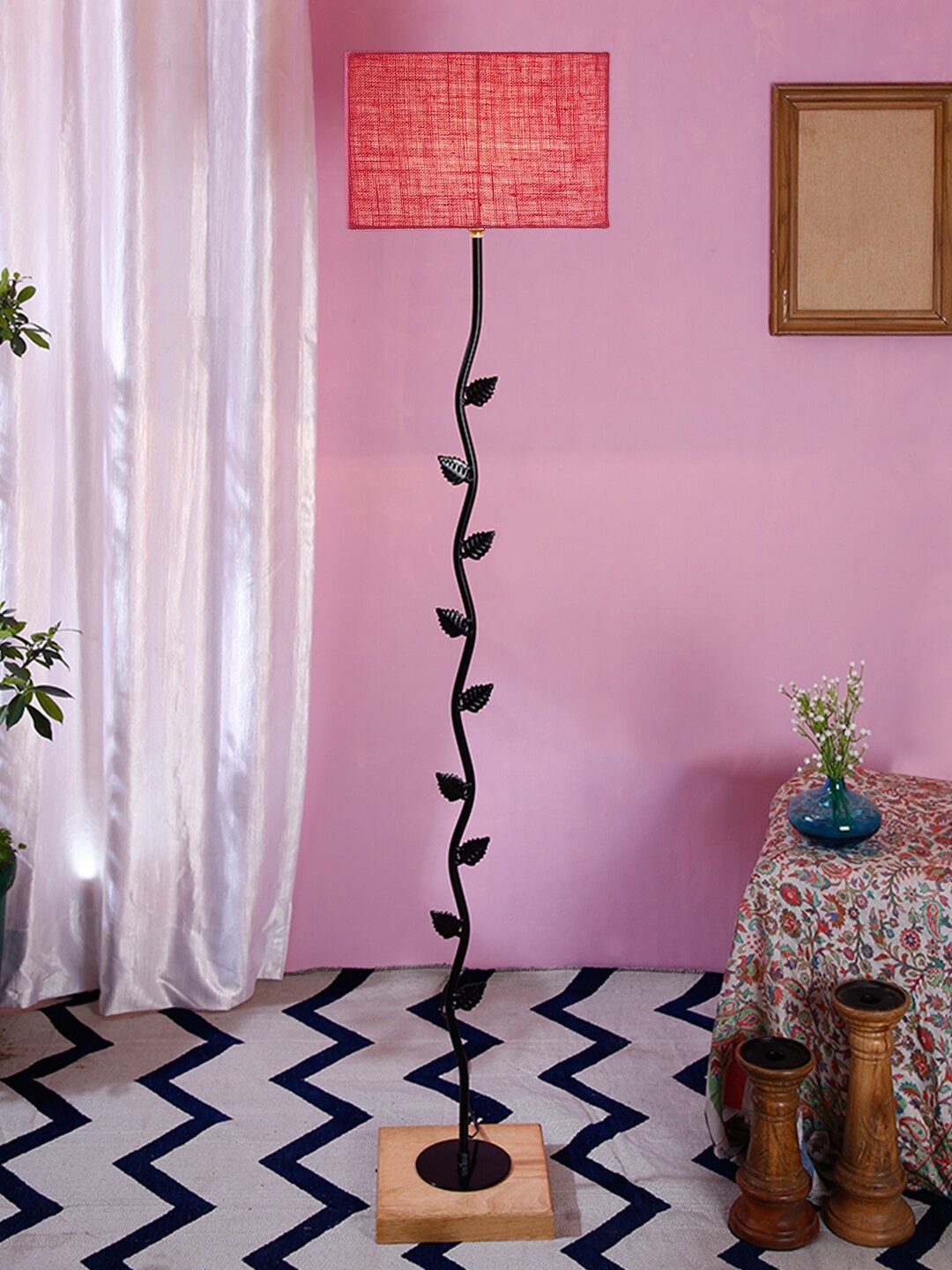 

Devansh Pink & Black Solid Traditional Club Lamp with Shade