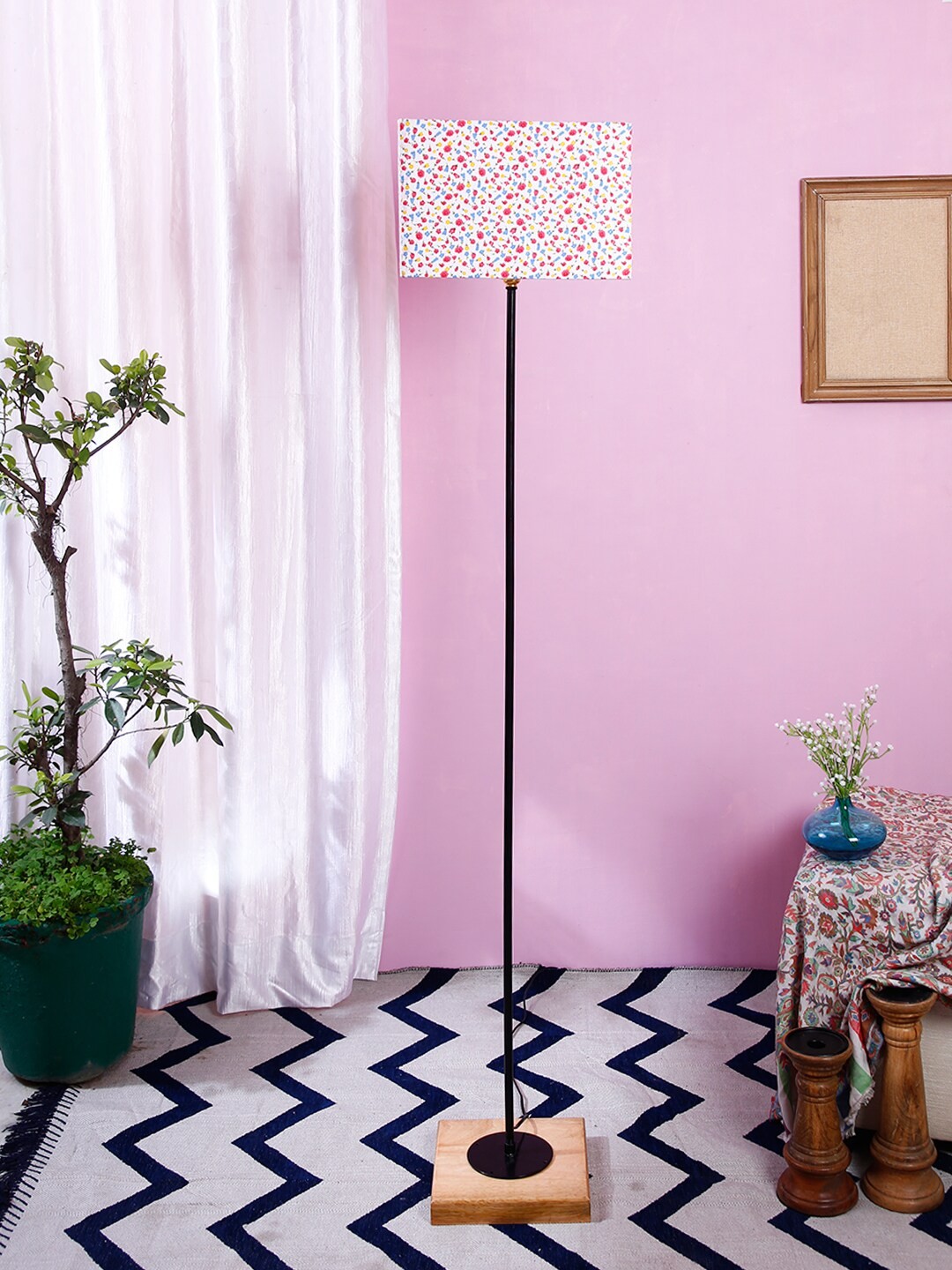 

Devansh White & Pink Printed Cotton Shade Stick Club Lamp