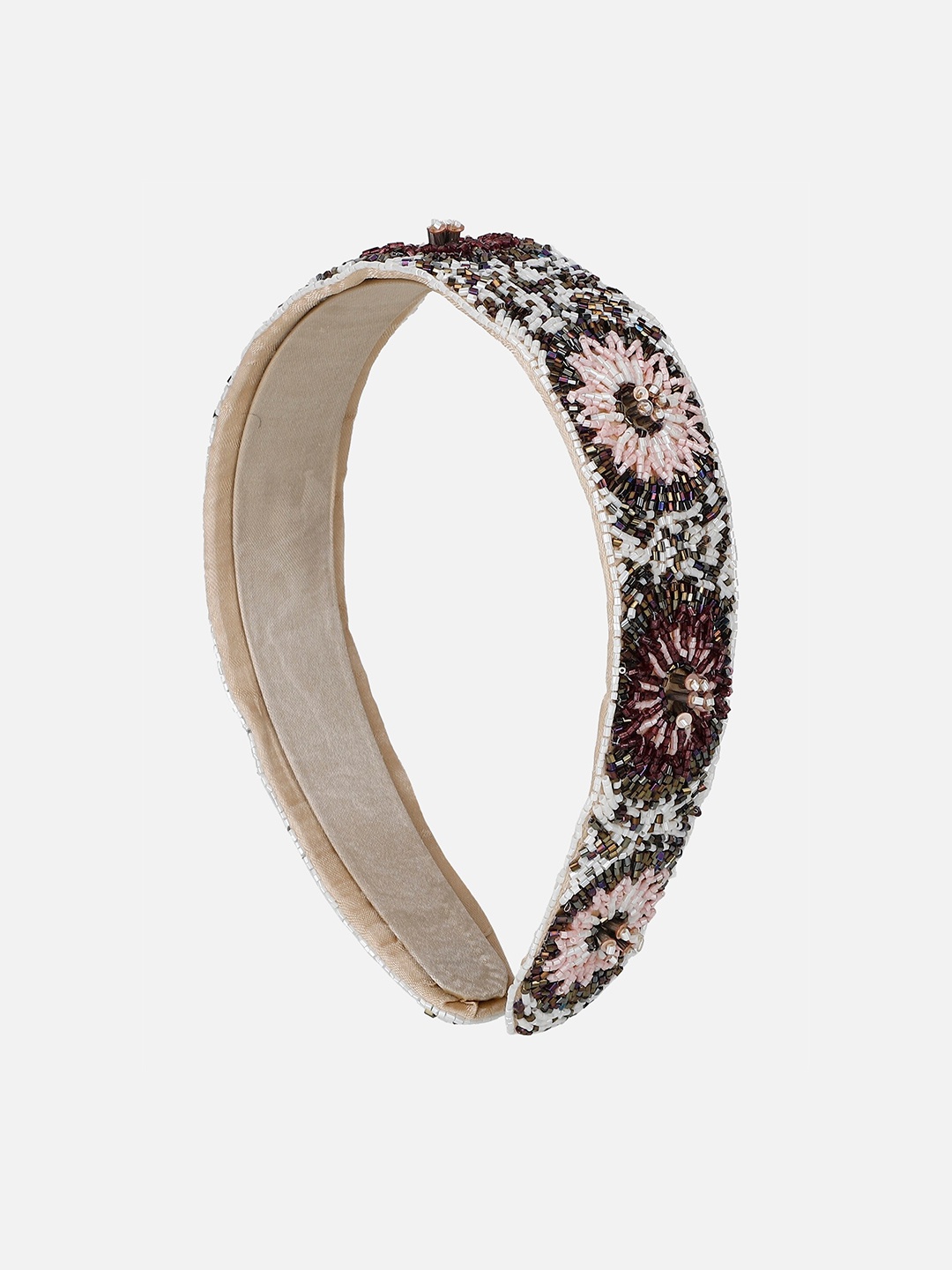 

Anekaant White & Brown Beaded Hairband