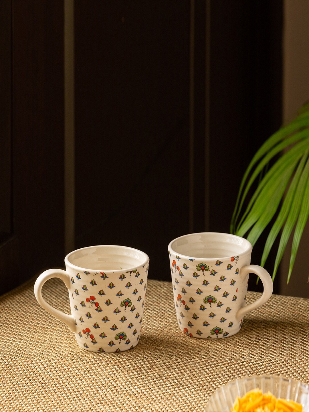 

ExclusiveLane White & Red Set of 2 Handcrafted Ceramic Coffee Mugs