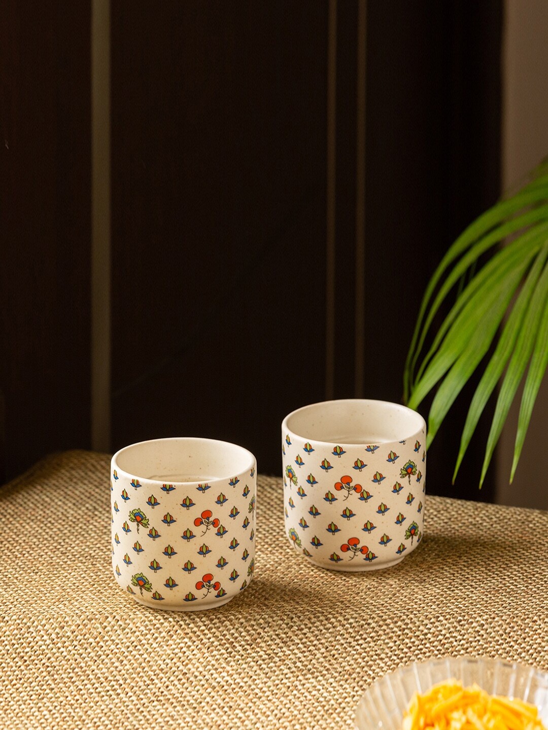 

ExclusiveLane Set of 2 White & Red Printed Ceramic Kulladhs - 200 ml