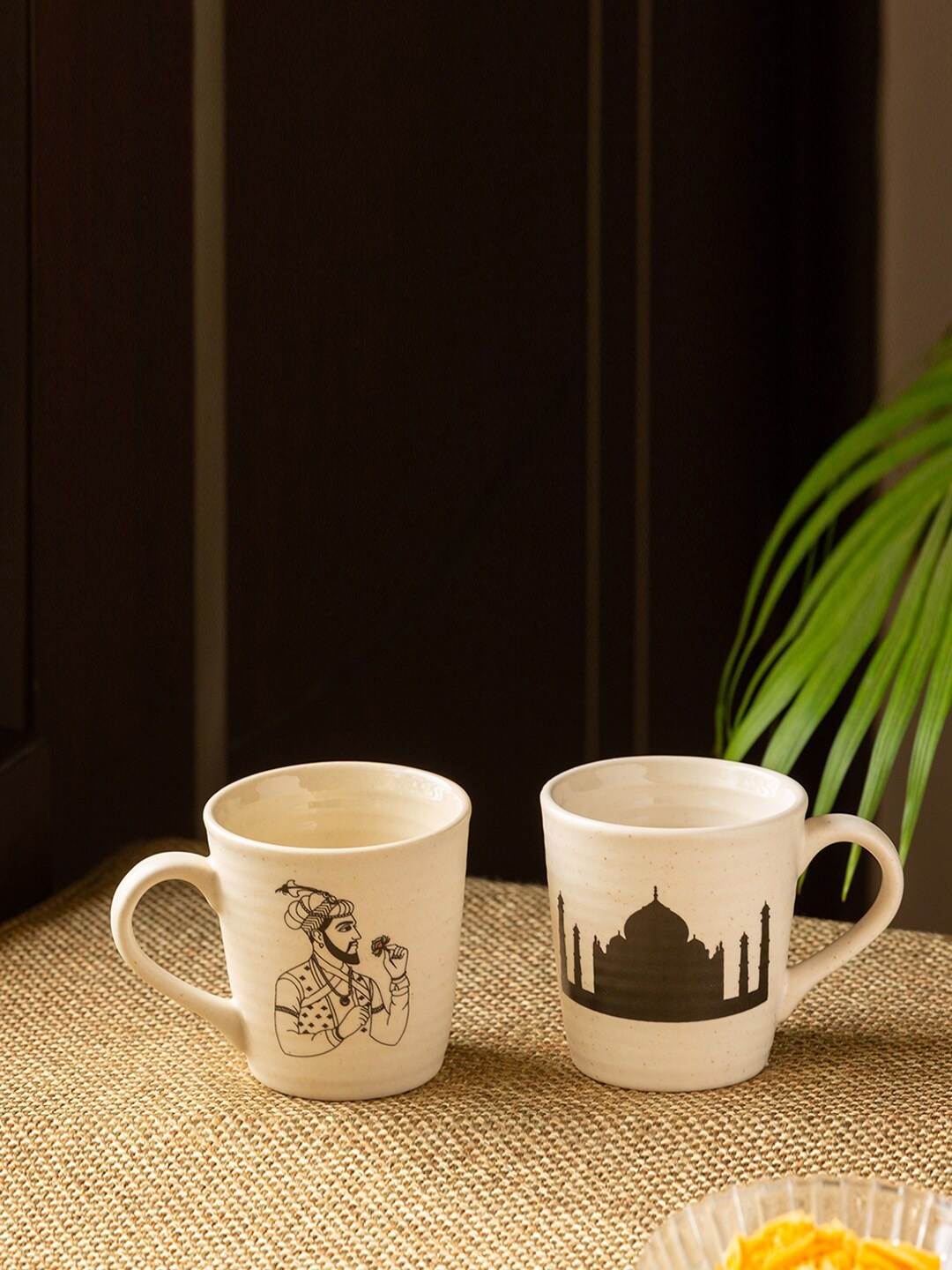 

ExclusiveLane White Black Set of 2 Printed Ceramic Coffee Mugs (260 ML)