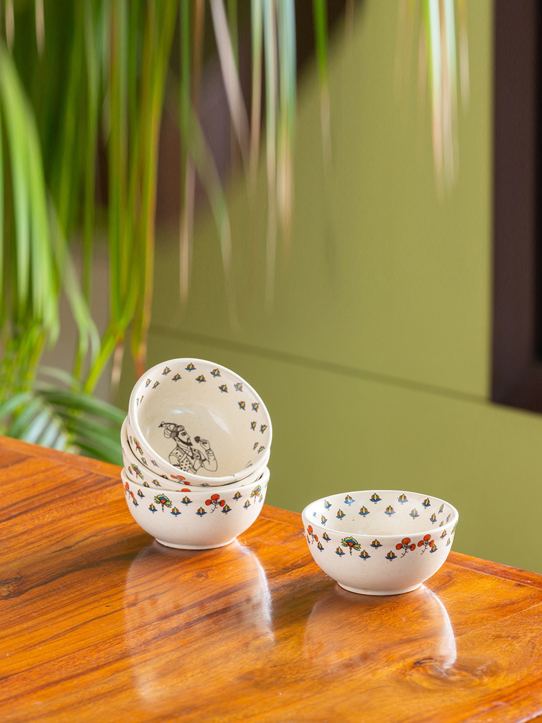 

ExclusiveLane White Set of 4 Dishwasher & Microwave Safe Ceramic Matte Bowls 220ml each