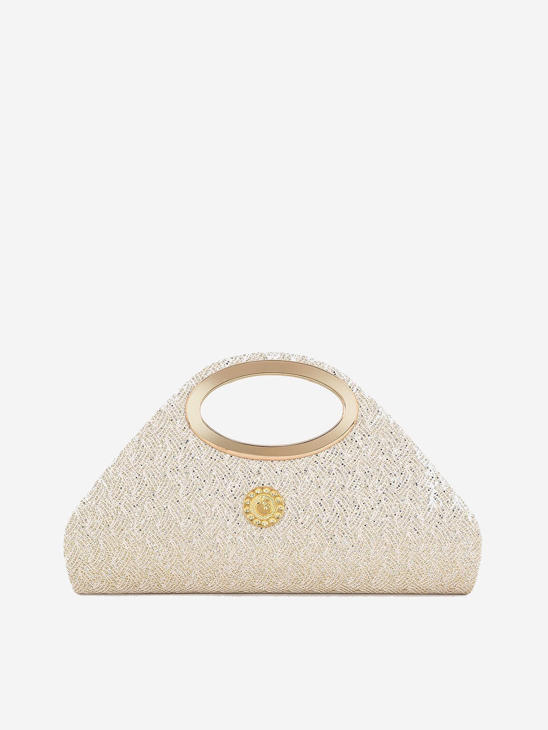 

Element Cart Gold-Toned & White Embellished Clutch