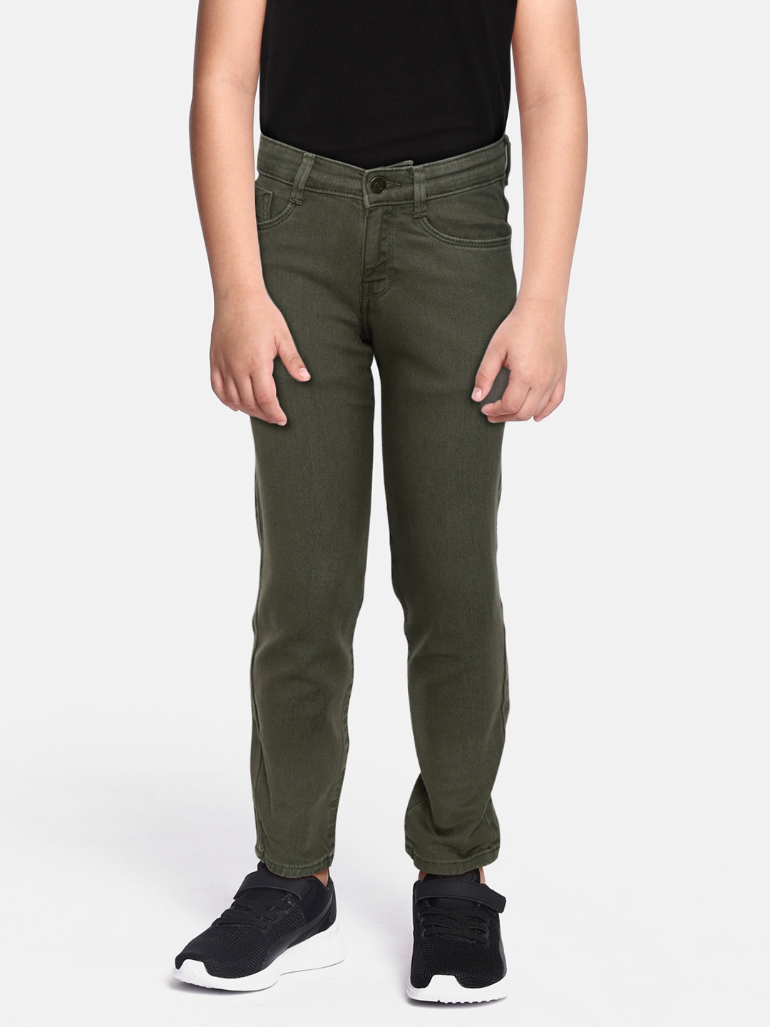 

U.S. Polo Assn. Kids Boys Olive Green Slim Fit Mid-Rise Clean Look Jeans