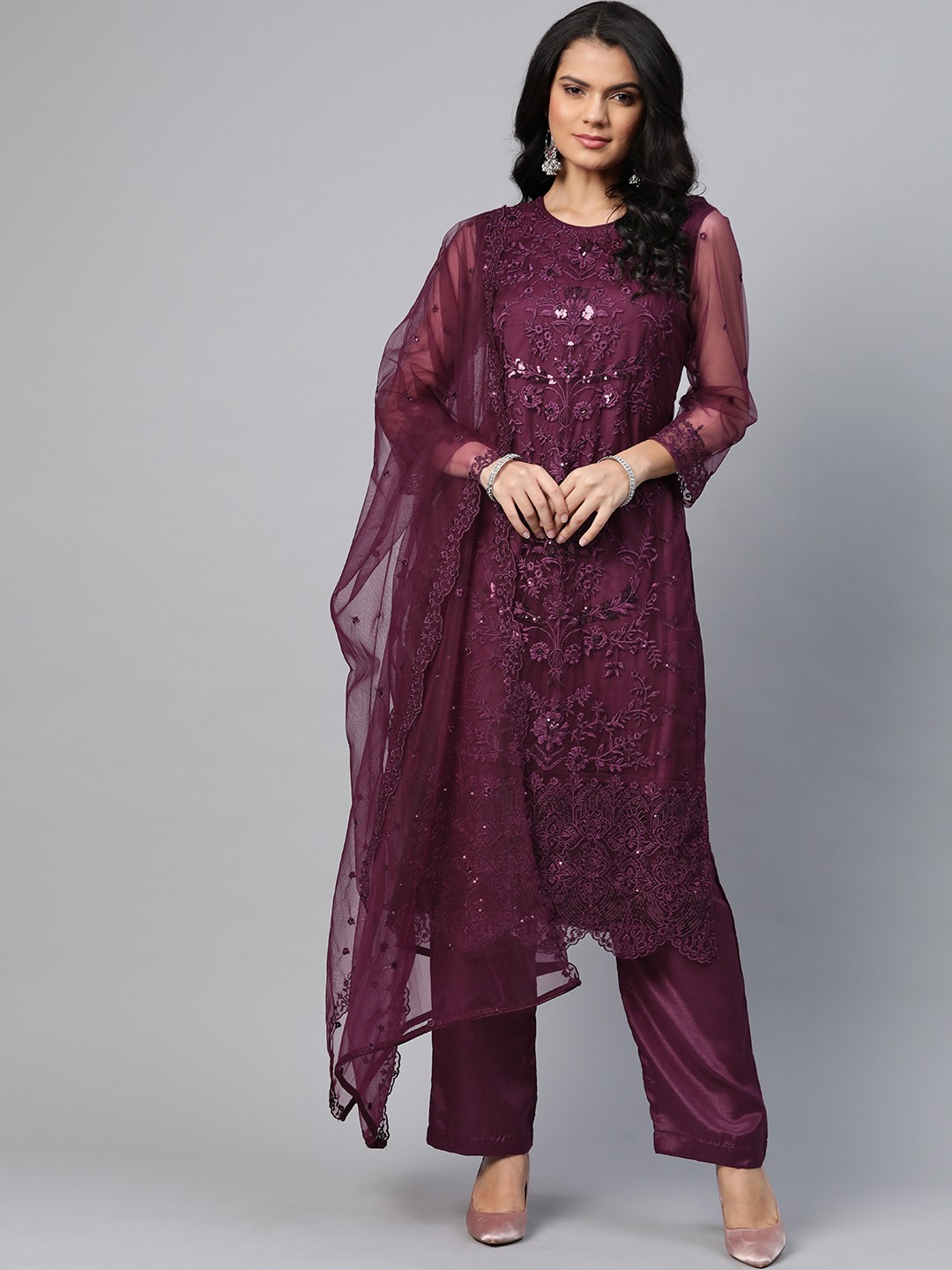 

Readiprint Fashions Burgundy Embroidered Unstitched Dress Material