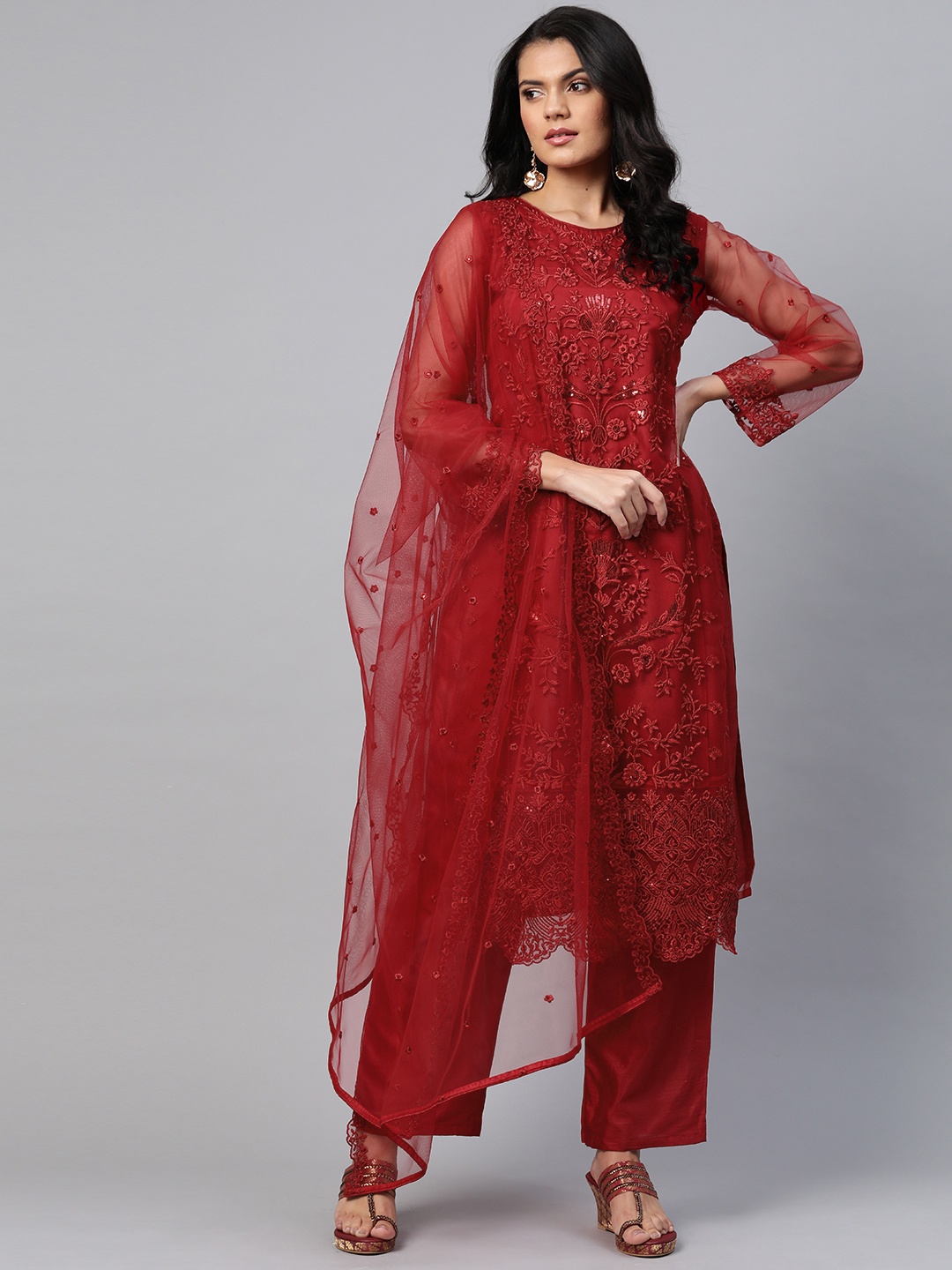 

Readiprint Fashions Red Embroidered Unstitched Dress Material