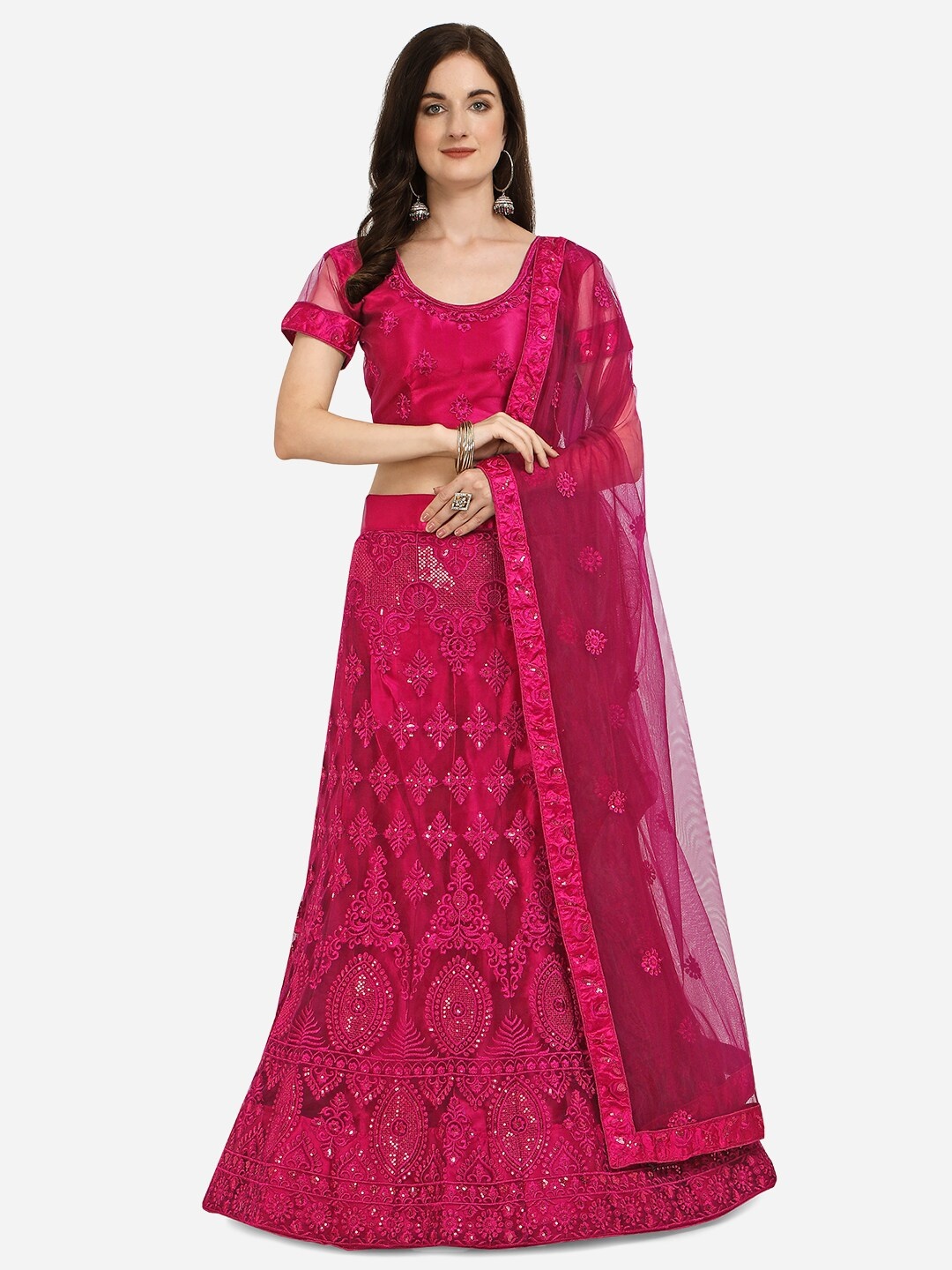 

Netram Pink Semi-Stitched Lehenga & Unstitched Blouse with Dupatta