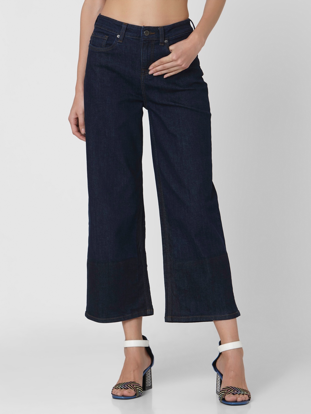 

Vero Moda Women Blue Wide Leg High-Rise Stretchable Jeans