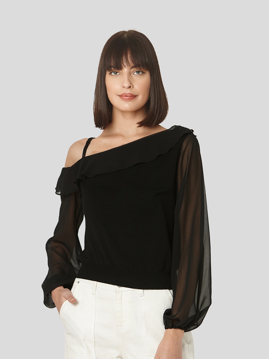

Vero Moda Black One Shoulder Regular Crop Top
